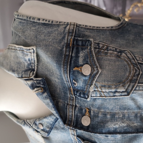 True Religion Blue Jeans Classic Distressed Style Women's Vest,Size XS. - Picture 2 of 10